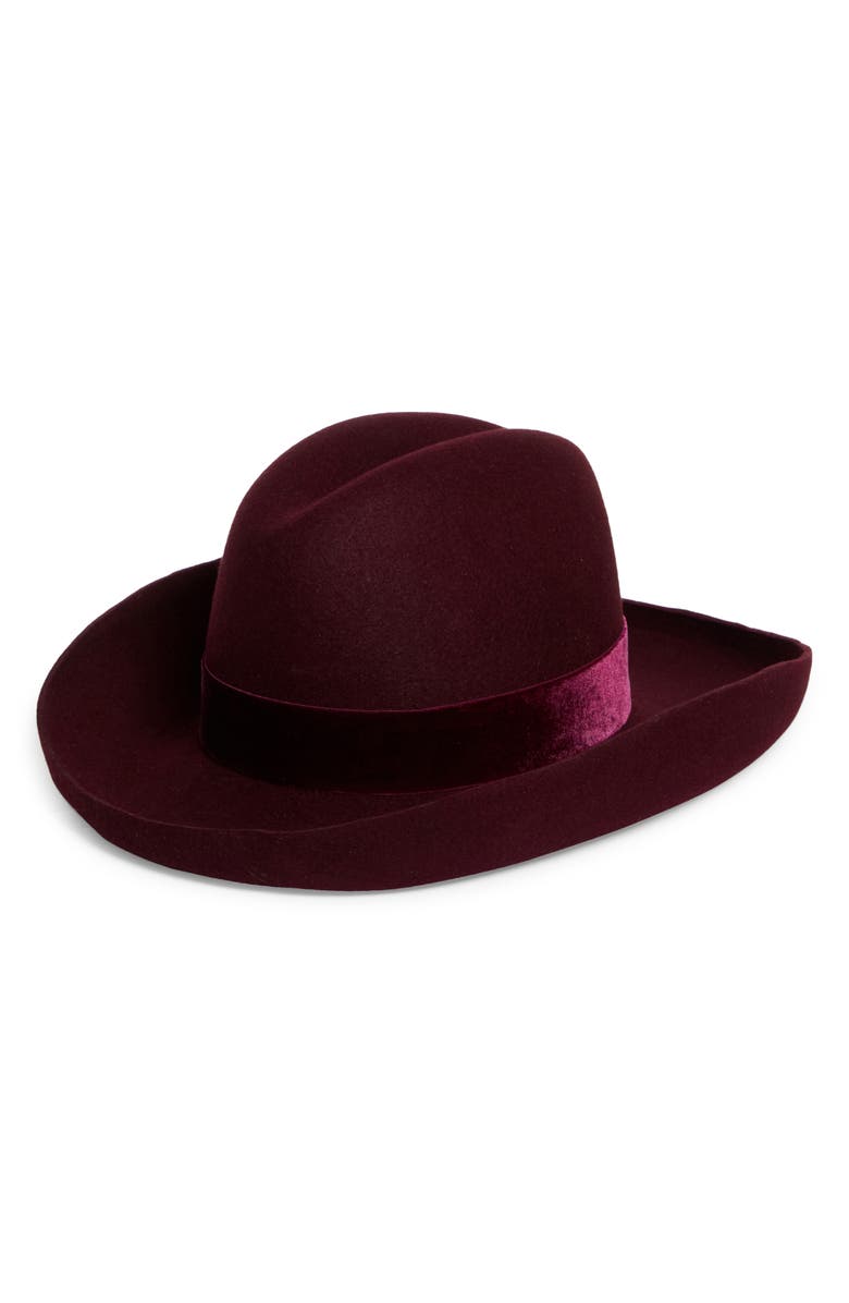 Gigi Burris Millinery Belle Felt Western Hat, Main, color, Oxblood