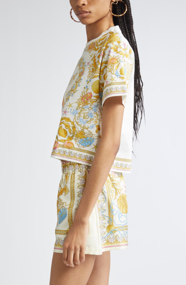 Versace Barocco Underwater Cotton T-Shirt, Alternate, color, Eggshell Multicolor