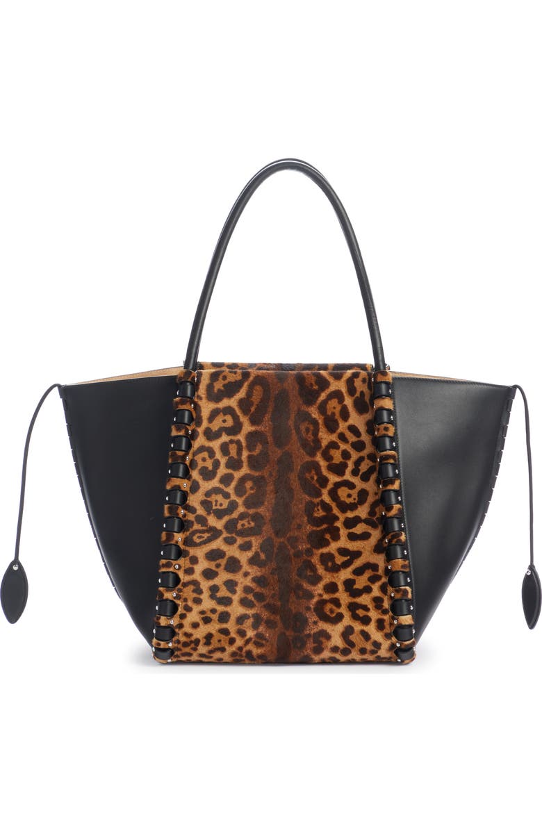 Alaïa Hinge Medium Leopard Print Leather Tote, Main, color,