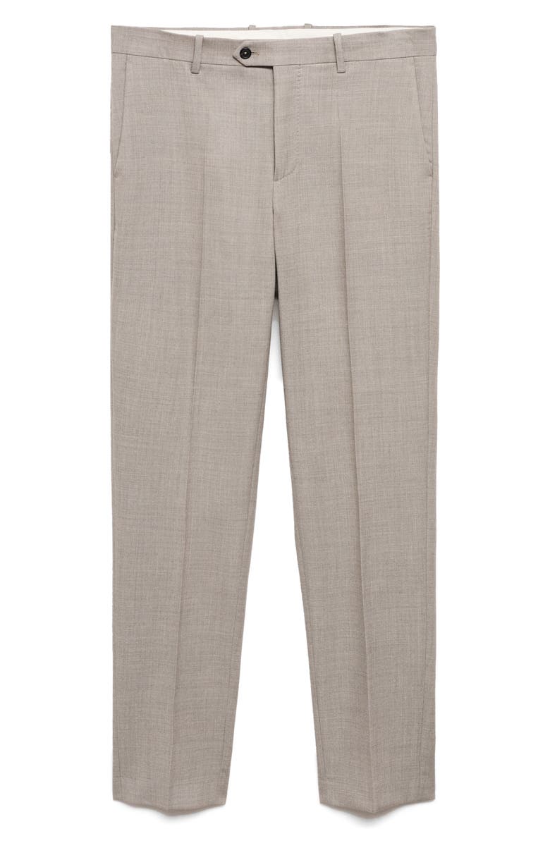 MANGO Slim Fit Virgin Wool Dress Pants, Alternate, color, Mink Grey