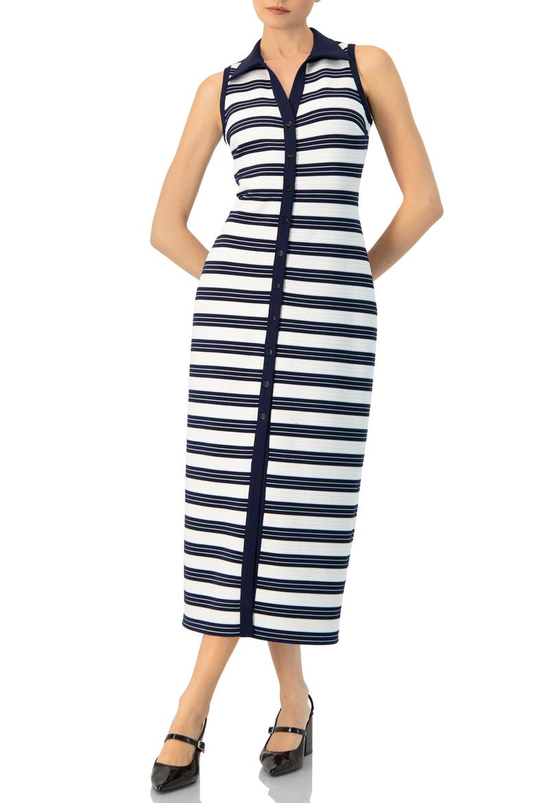 Sleeveless Striped long Dress, Main, color, Navy Blue