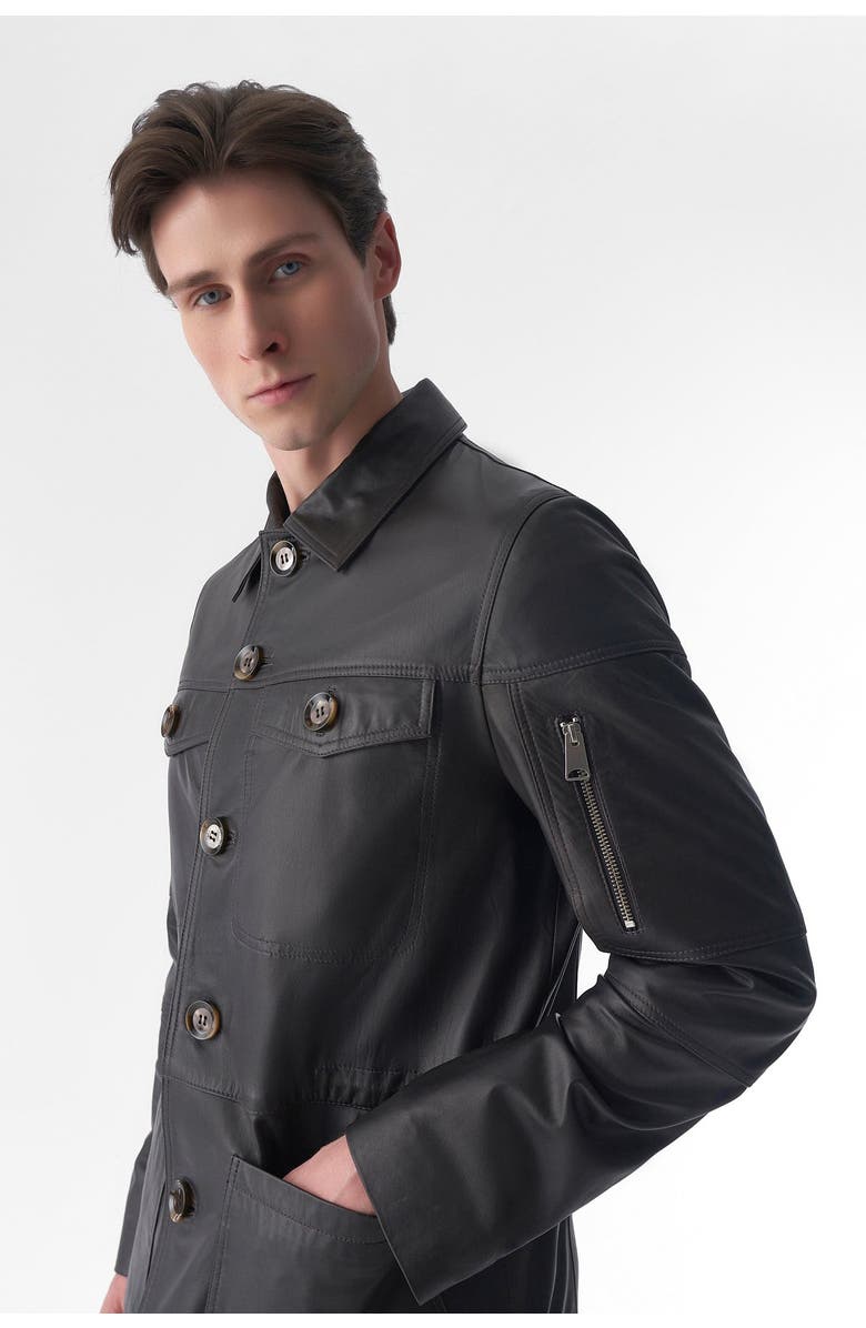 Furniq UK Alexander Leather Jacket, Alternate, color, Dark Brown