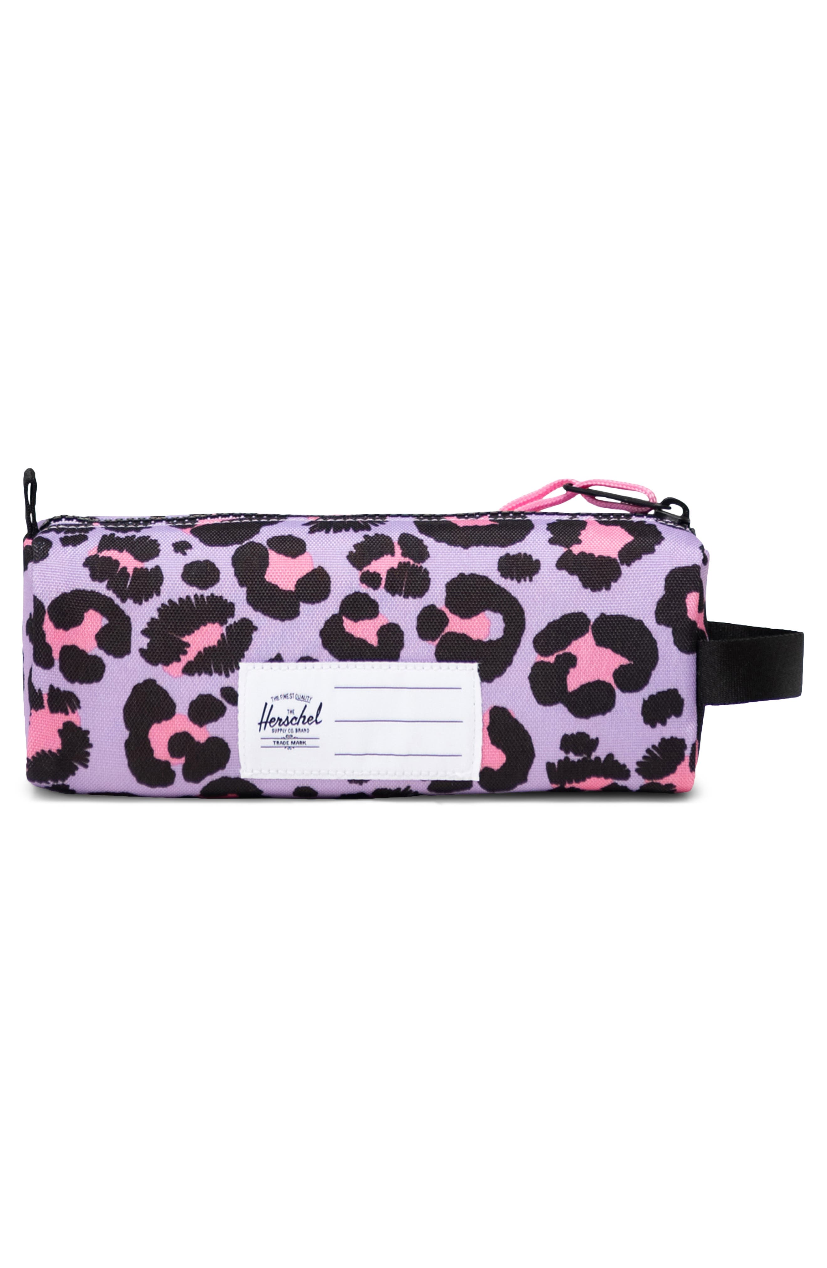Herschel Supply Co. Settlement Pencil Case, Alternate, color, Scribble Leopard Sachet Pink