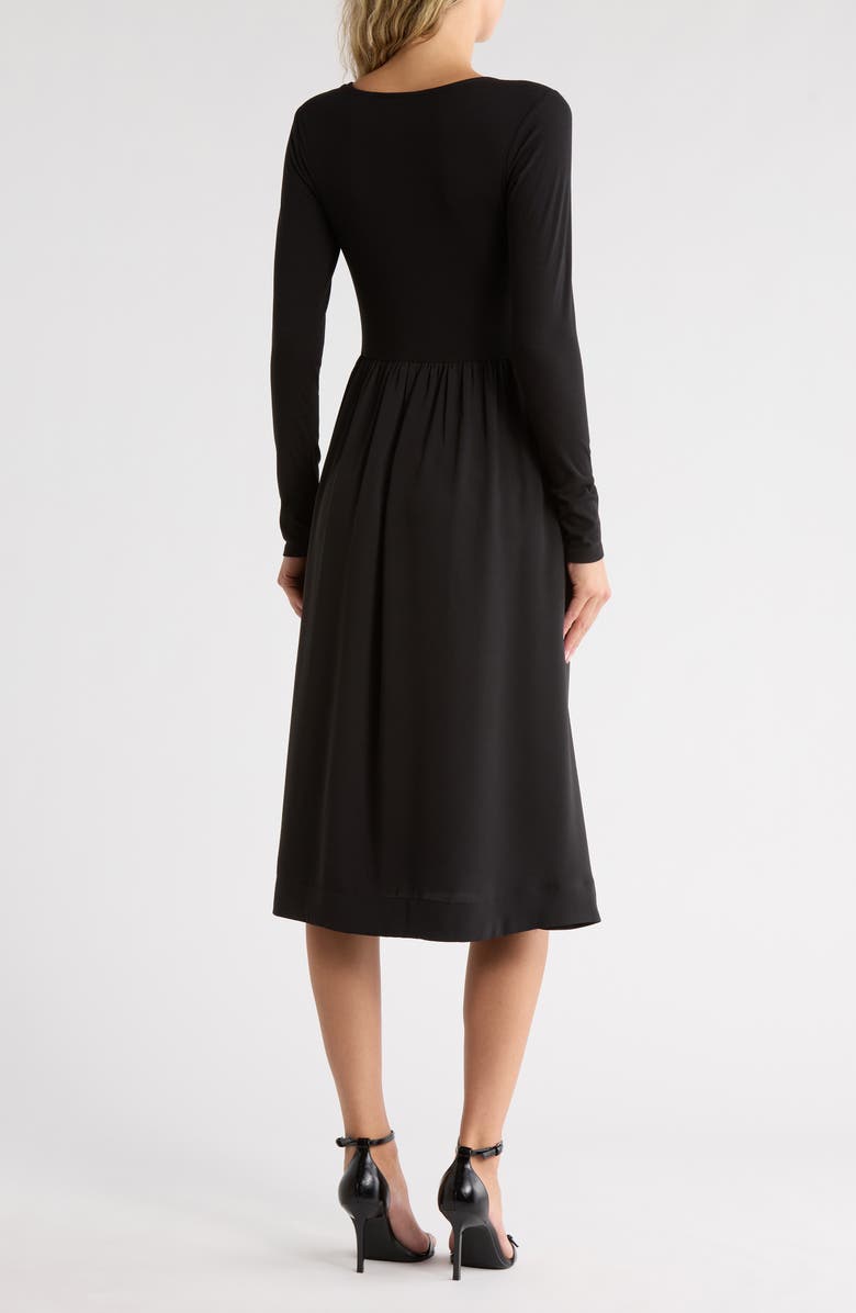 Melrose and Market Long Sleeve Fit & Flare Midi Dress, Alternate, color, Black