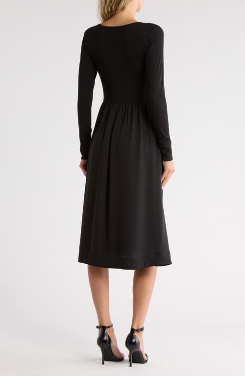 Melrose And Market Long Sleeve Fit & Flare Midi Dress In Black