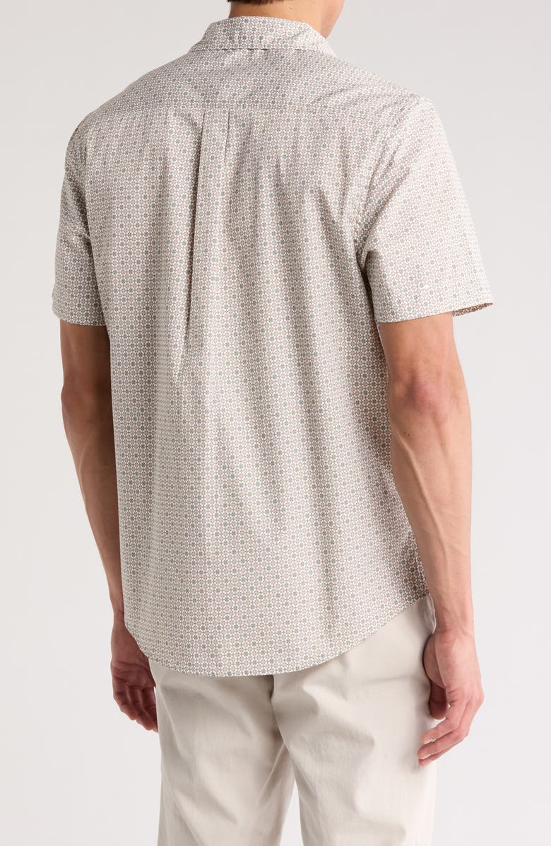 NORDSTROM RACK Short Sleeve Poplin Button-Up Shirt, Alternate, color, White Festive Foulard