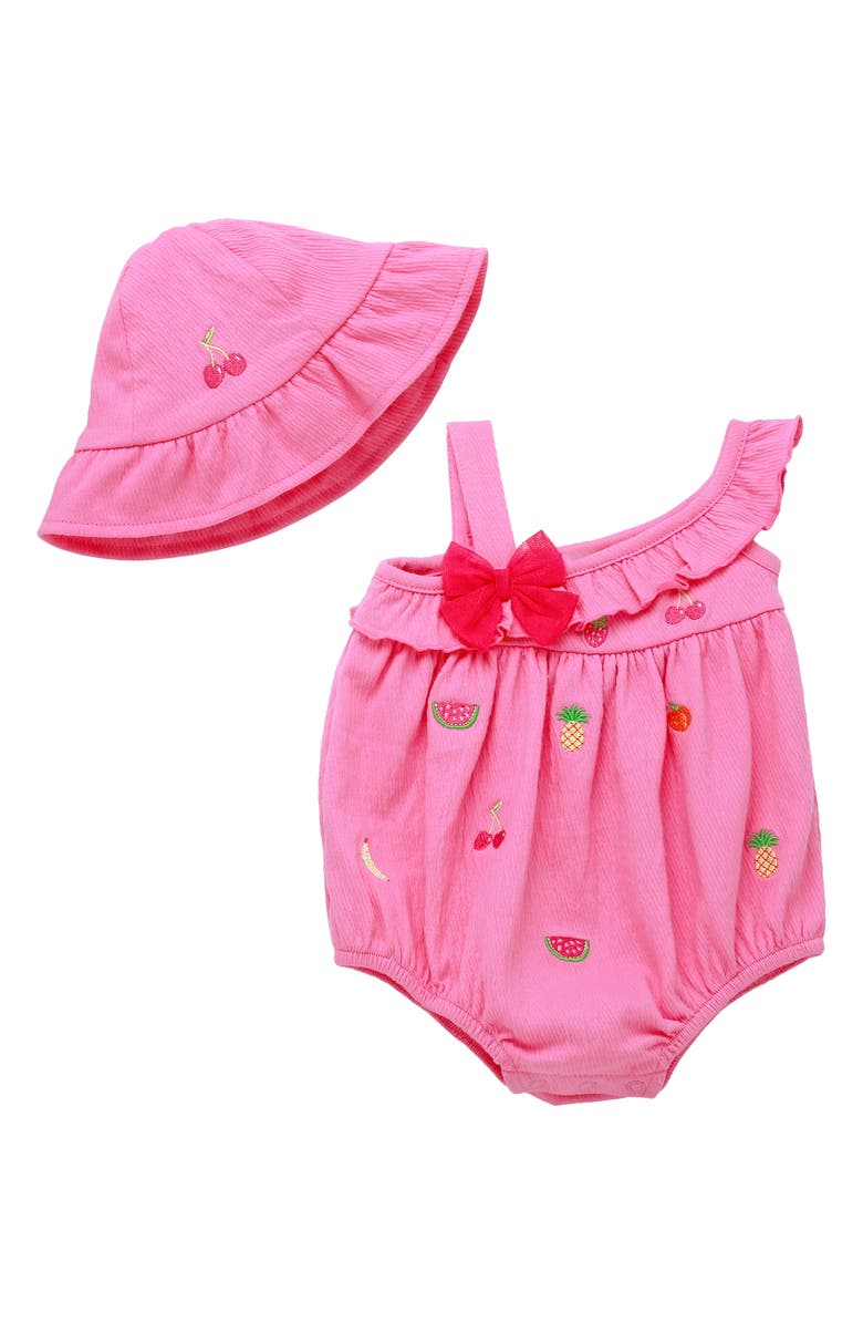 BABY STARTERS Bubble Romper & Ruffle Hat Set, Main, color, Pink