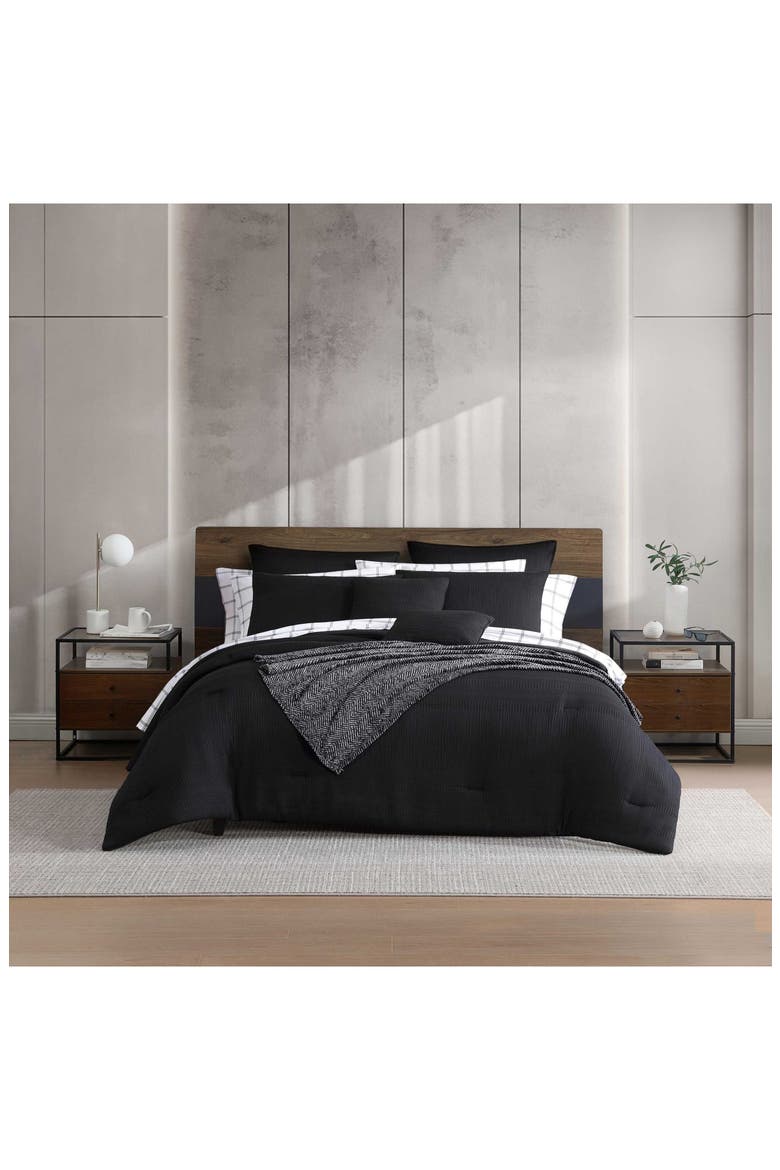 Reversible Variegated Waffle 14-Piece Comforter Set, Alternate, color, BLACK