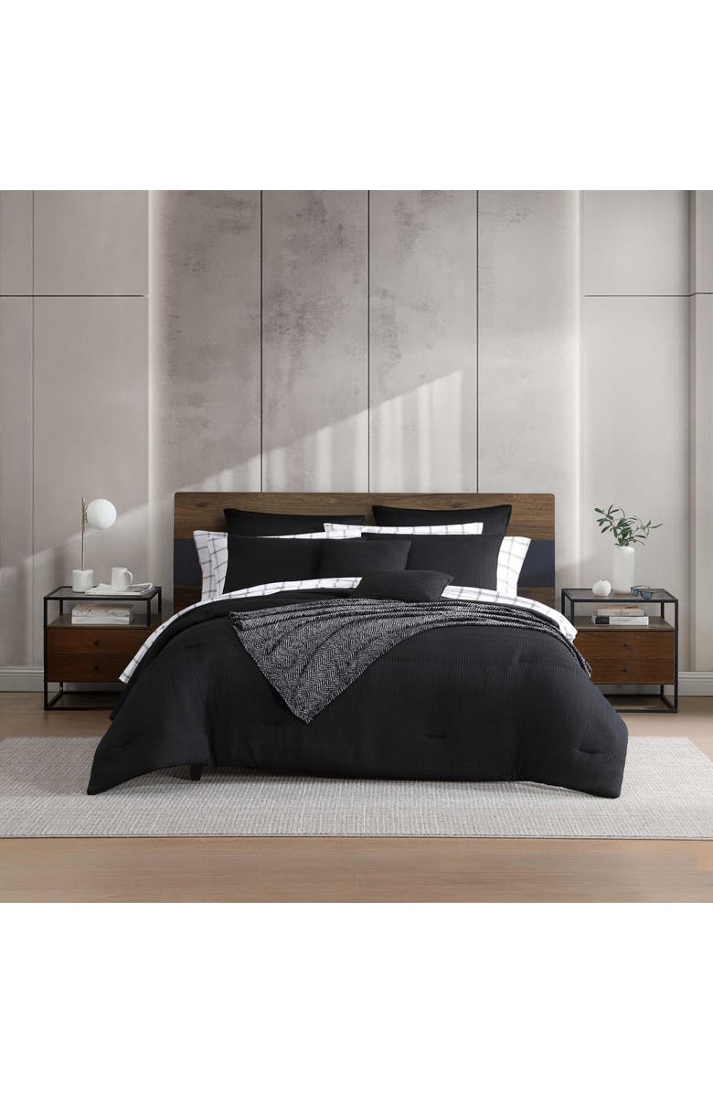 Kenneth Cole Reversible Variegated Waffle 14-Piece Comforter Set, Alternate, color, Black
