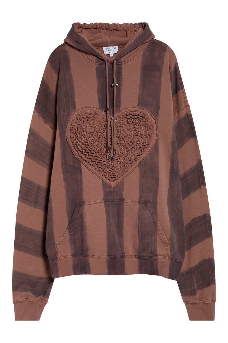 Soft Heart Oversize Fleece Hoodie, Main, color, EARTH STRIPE