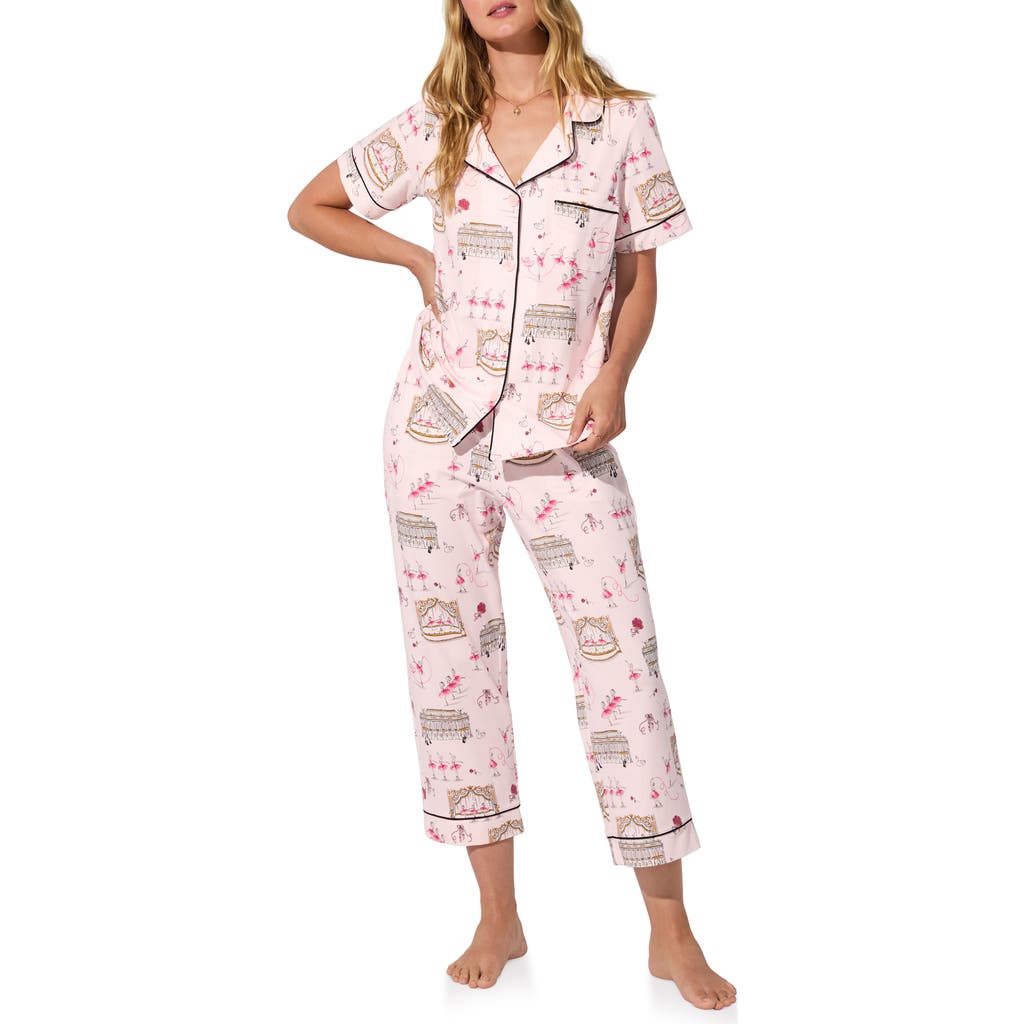 Bedhead Pajamas Print Jersey Crop Pajamas In Purple