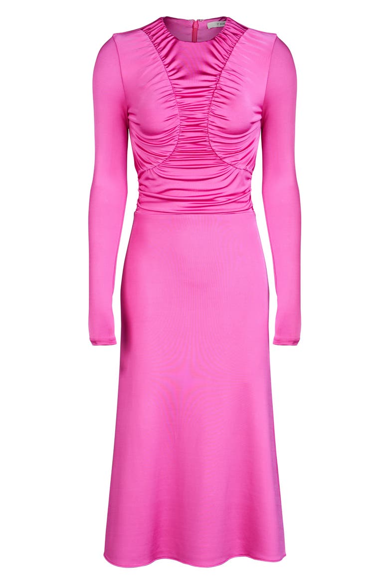 Keasha Ruched Long Sleeve Midi Dress, Alternate, color, BUBBLE GUM
