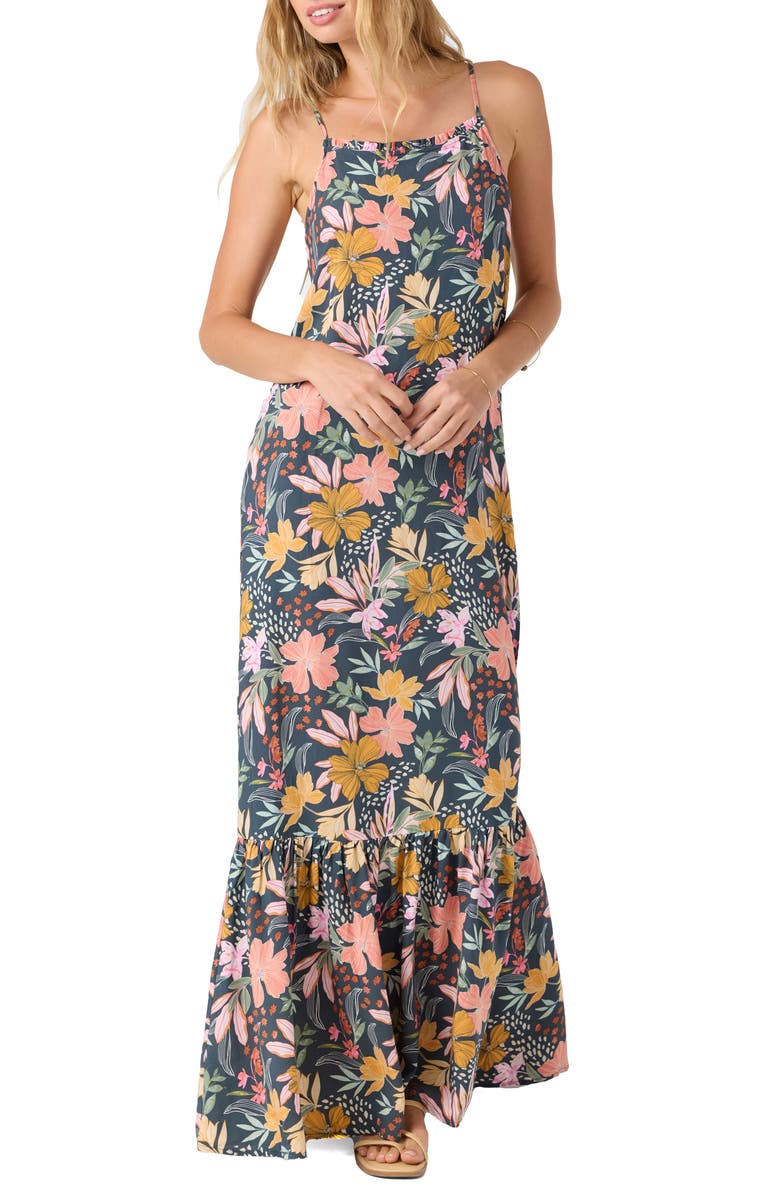 O'Neill Arynn Floral Maxi Dress, Alternate, color, Slate