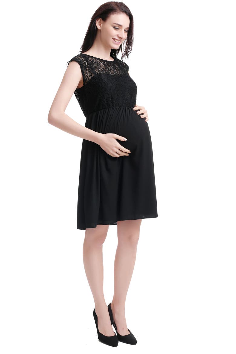 Genevieve Lace Maternity Dress, Alternate, color, BLACK