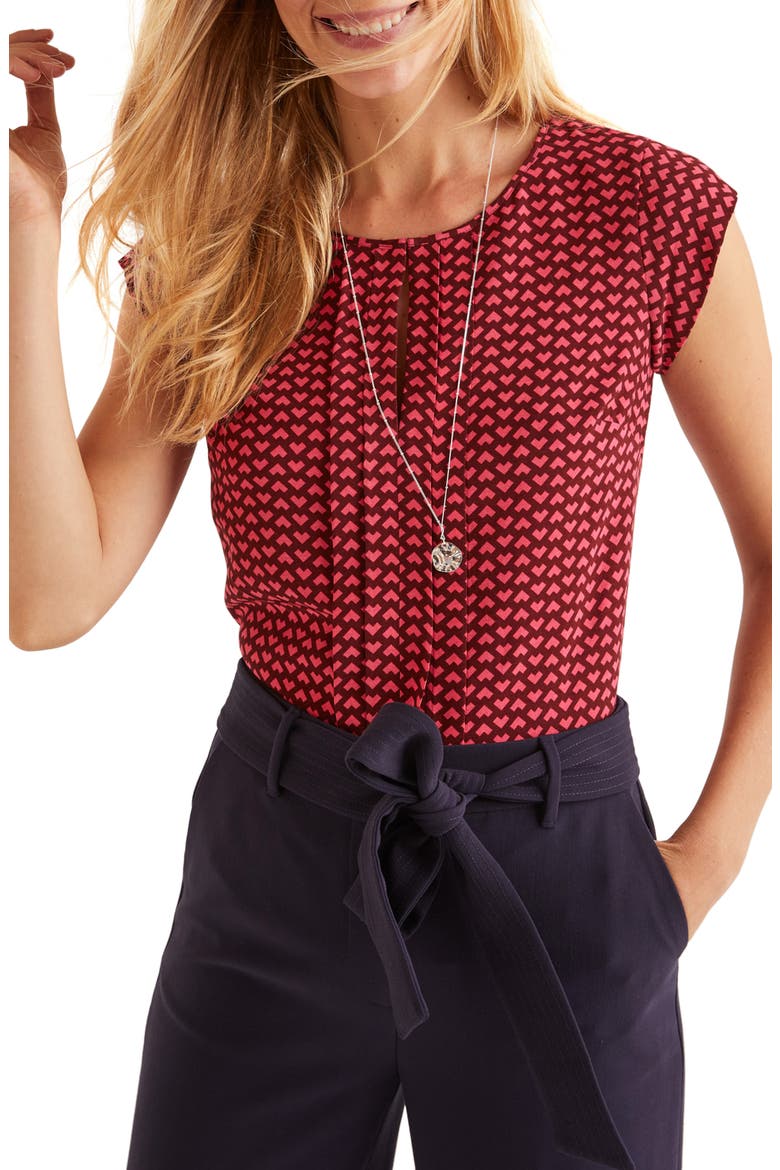Pleated Front Top, Main, color, MAROON TICKER