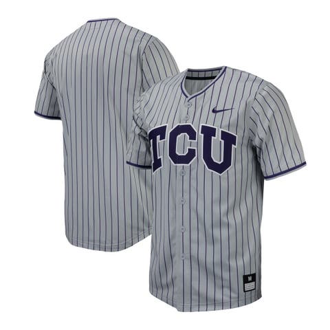 Men's Nike Gray TCU Horned Frogs Pinstripe Replica Baseball Jersey