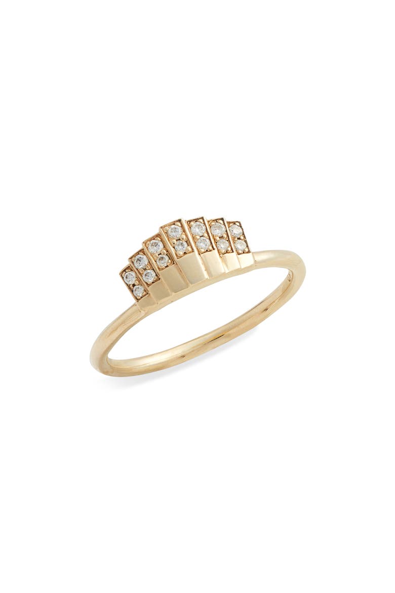 Diamond Fan Ring, Main, color, YELLOW GOLD/ DIAMOND