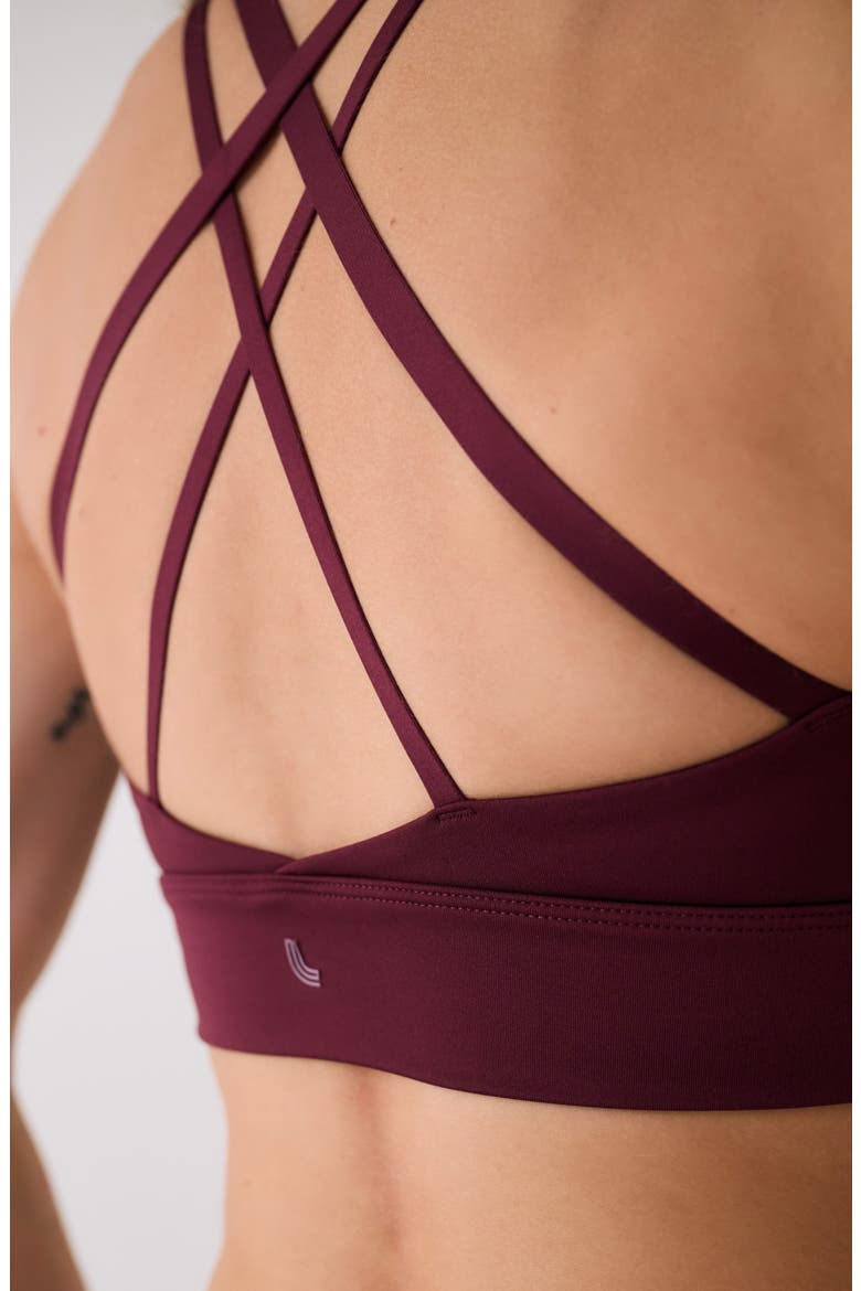 Action Strappy Sports Bra, Alternate, color, DARK CHERRY
