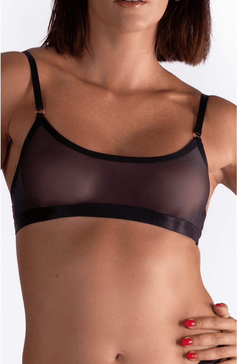 LECHERY<sup>®</sup> Lustrous Sheer Bralette, Main, color, Black