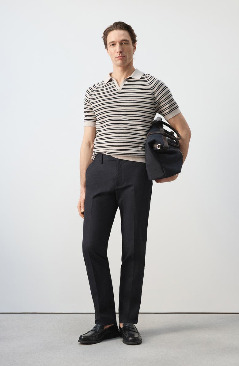 MANGO Stripe Knit Polo, Alternate, color, Beige