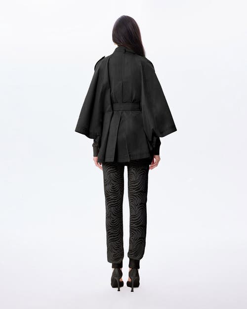 Theo The Label Chloe Trapunto Trench Cape In Black