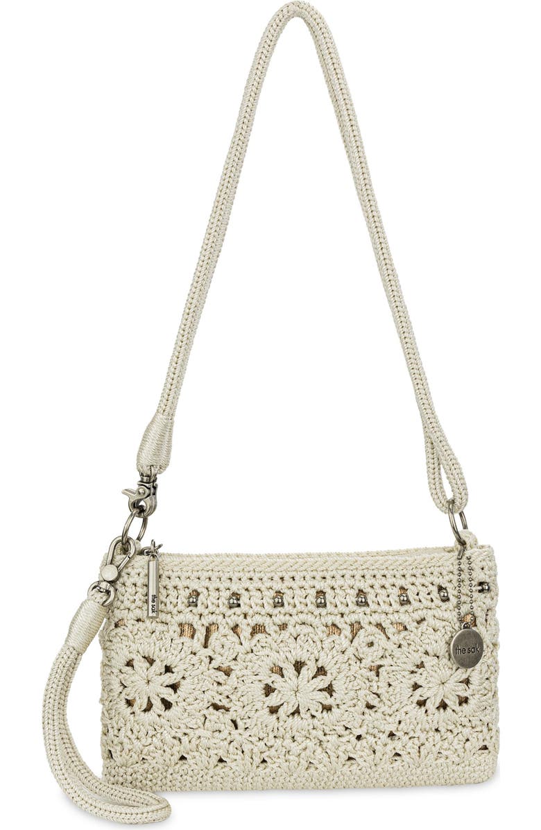 The Sak Vita Hand Crochet Crossbody Wristlet, Main, color, Natural Medallion