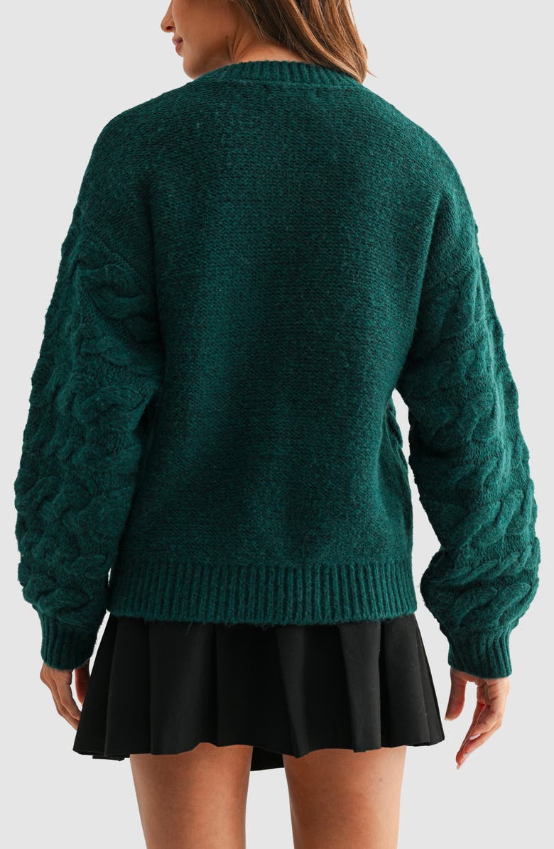 All in Favor Oversize Cable Knit Sweater, Alternate, color, Hunter Green
