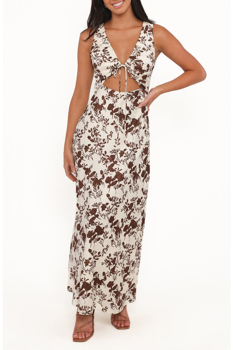 Noemi Floral Print Maxi Dress, Main, color, BROWN FLORAL