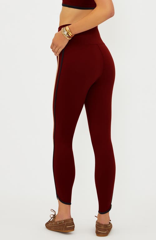 Beach Riot Nella Side Stripe Ankle Leggings In Red