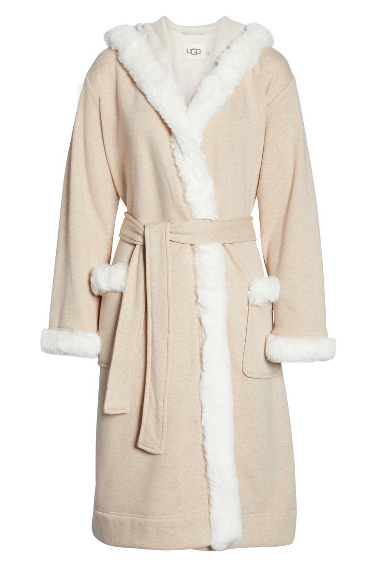 Duffield II Deluxe Faux Fur Trim Robe, Alternate, color, OATMEAL HEATHER