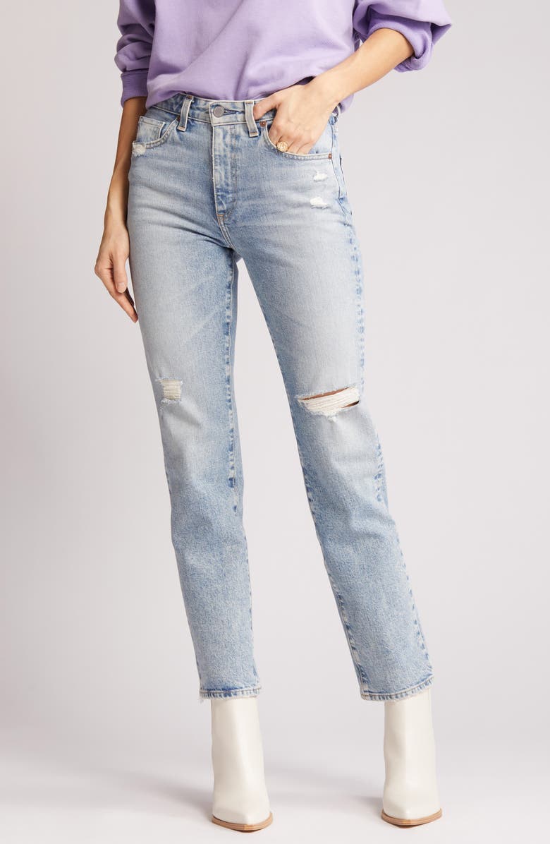 AG Saige Distressed Ankle Straight Leg Jeans, Alternate, color, Apparition Destructed