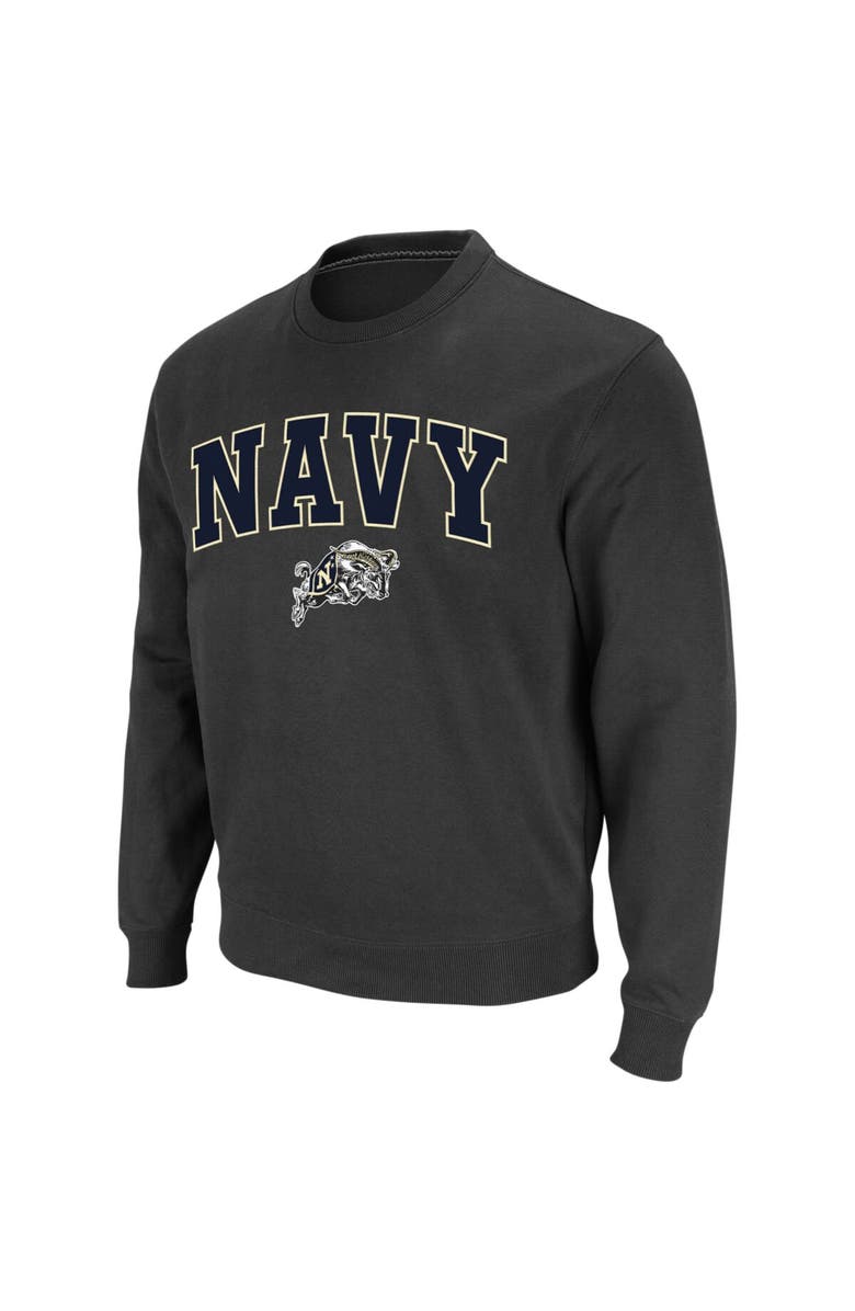 COLOSSEUM Men's Colosseum Charcoal Navy Midshipmen Arch & Logo Crew Neck Sweatshirt, Alternate, color, Charcoal