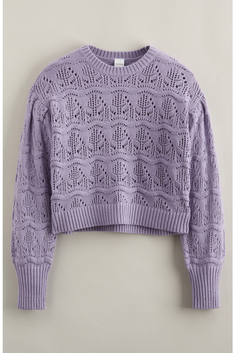Kids' Pointelle Sweater, Main, color, PURPLE HEIRLOOM