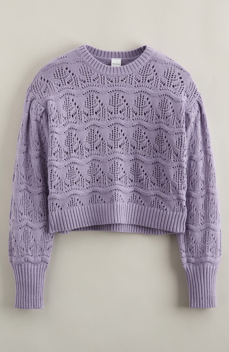 Nordstrom Kids' Pointelle Sweater, Main, color, Purple Heirloom