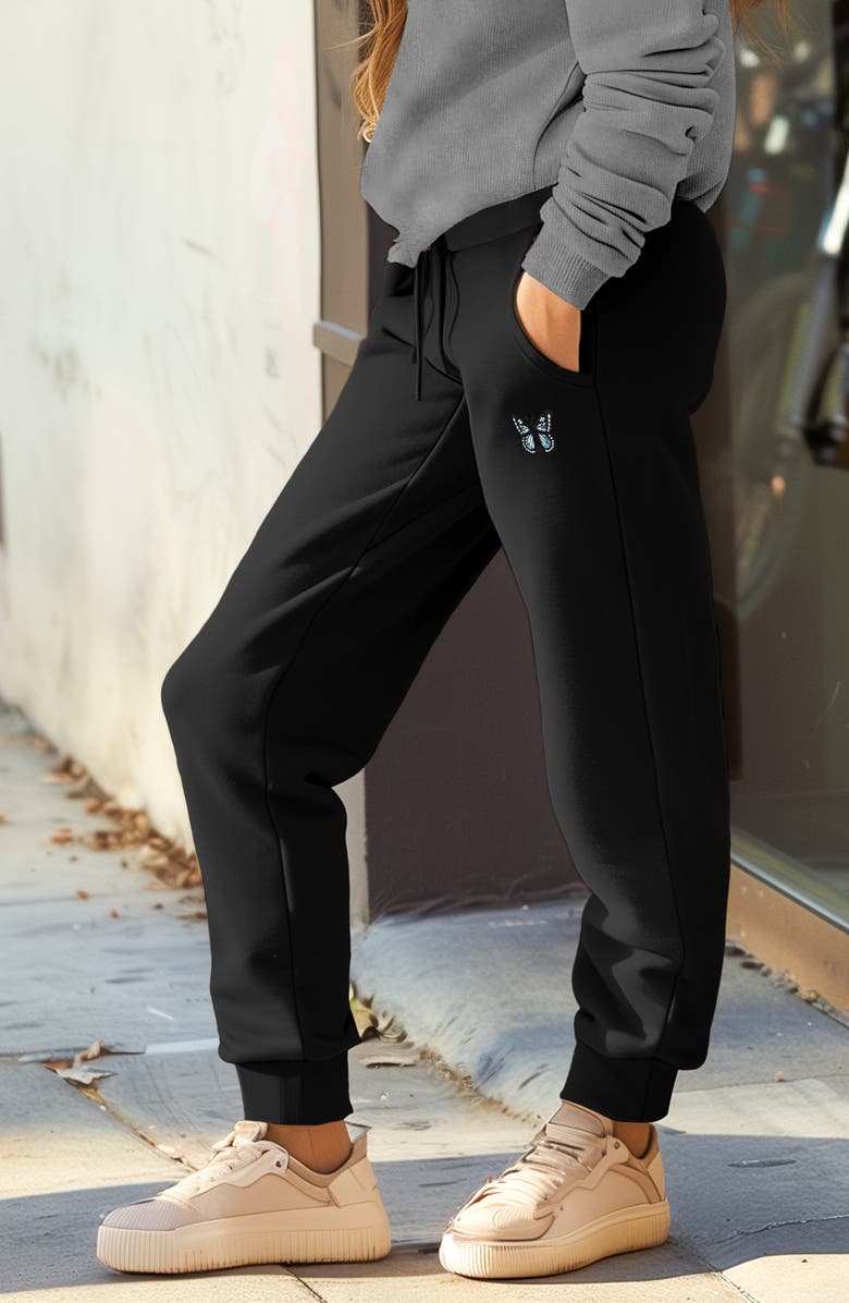 Dalix Womens Butterfly Midweight Fleece Jogger Pant, Alternate, color,