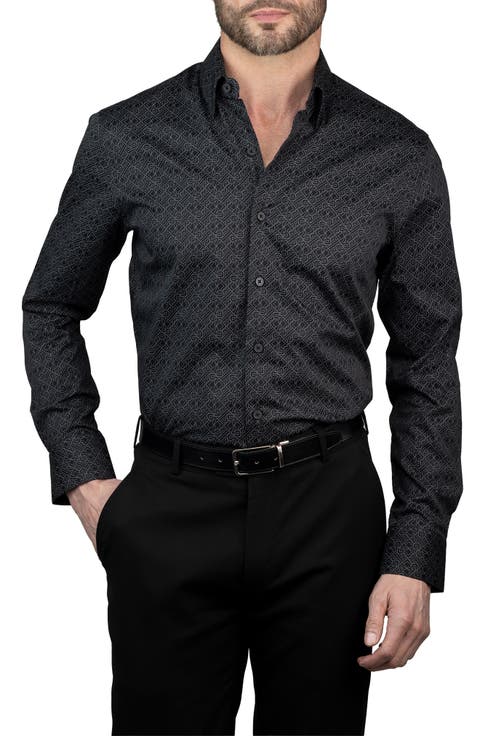 KARL LAGERFELD Trim Fit Karl Print Cotton Dress Shirt