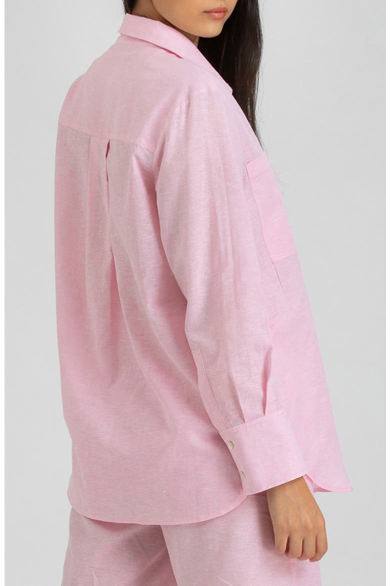 Linen & Cotton Maternity Button-Up Shirt, Alternate, color, PINK