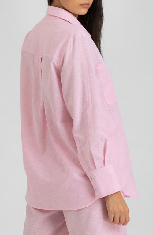 Pietro Brunelli Maternity Linen & Cotton Maternity Button-up Shirt In Pink