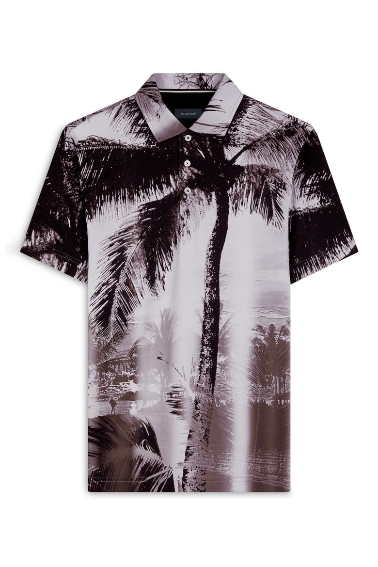 Digital Print Cotton Polo Shirt, Alternate, color, BLACK