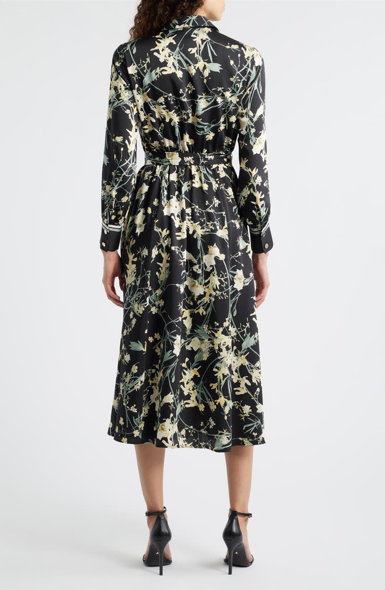 Anne Klein Floral Button-Up Shirtdress, Alternate, color, Anne Black Multi