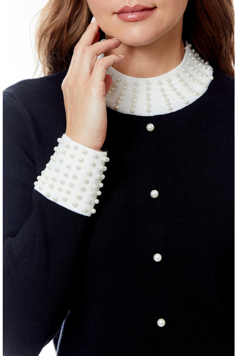 Andi Pearly Beaded Sweater, Alternate, color, BLACK/BRIGHT WHITE