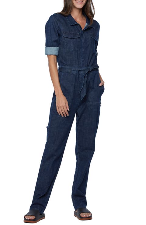 Hi-Bar Long Sleeve Denim Jumpsuit