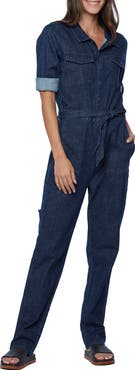 Wash Lab Denim Hi-Bar Long Sleeve Denim Jumpsuit