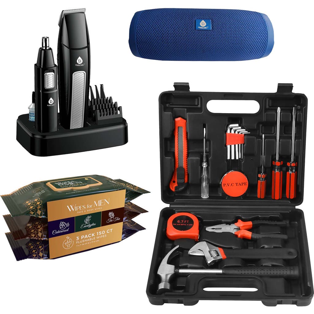 PURSONIC Father’s Day Essential Gift Bundle - Tools, Speaker, Grooming & Body Wipes in Black at Nordstrom
