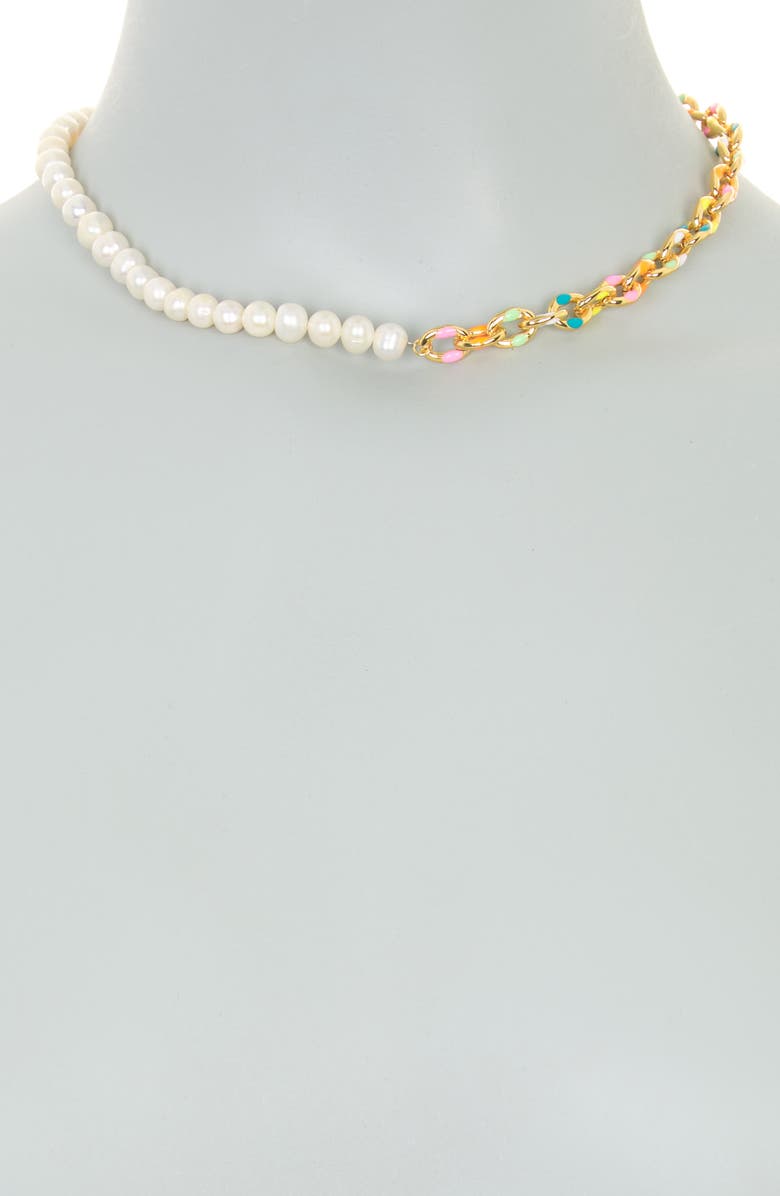 Juvell Imitation Pearl & Enamel Chain Necklace, Alternate, color,