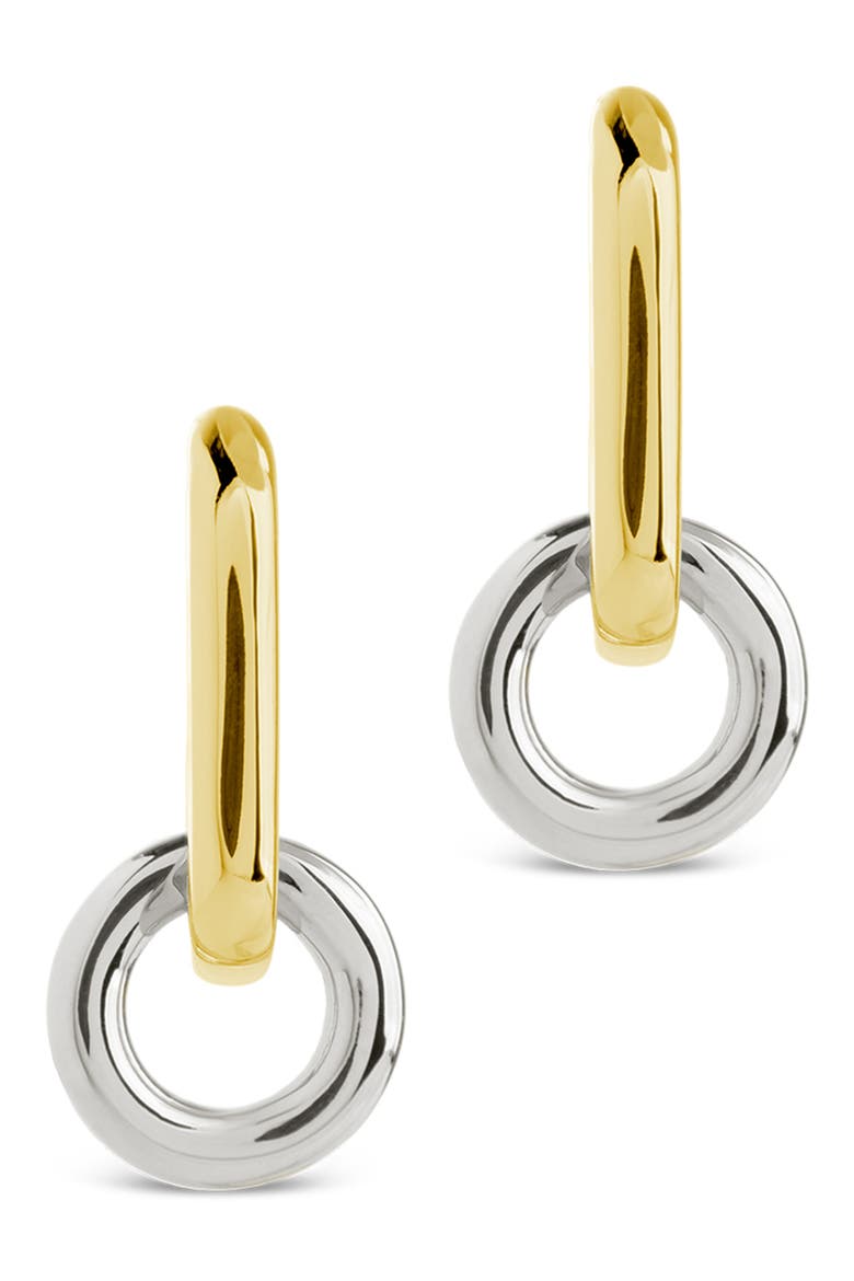 Justyna Mixed Metal Dangle Hoop Earrings, Alternate, color, DUALTONE