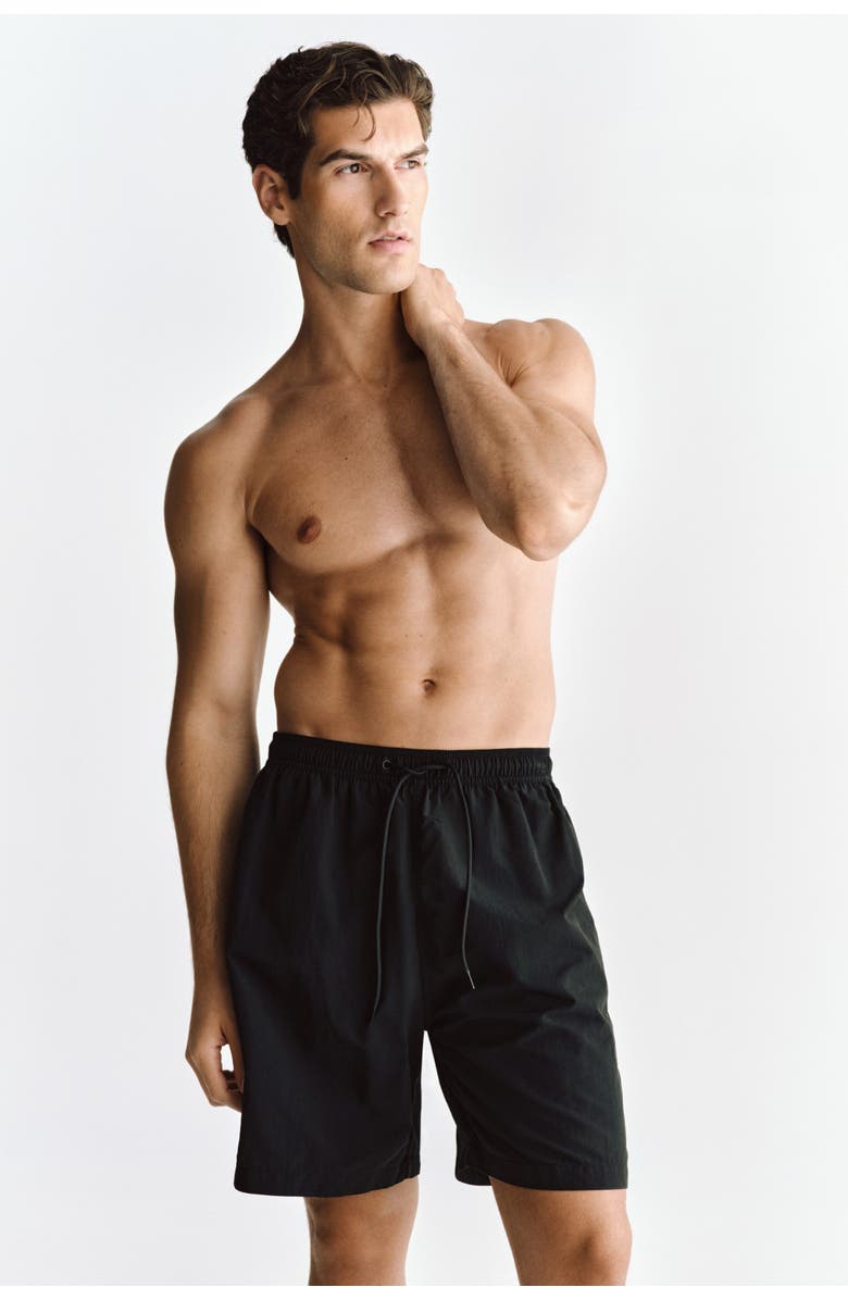 H&M Short Swim Shorts, Alternate, color, Black