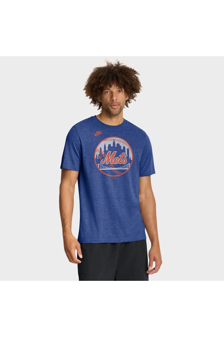 Men's Nike Heather Royal New York Mets Cooperstown Logo Tri-Blend T-Shirt, Main, color, Heather Royal