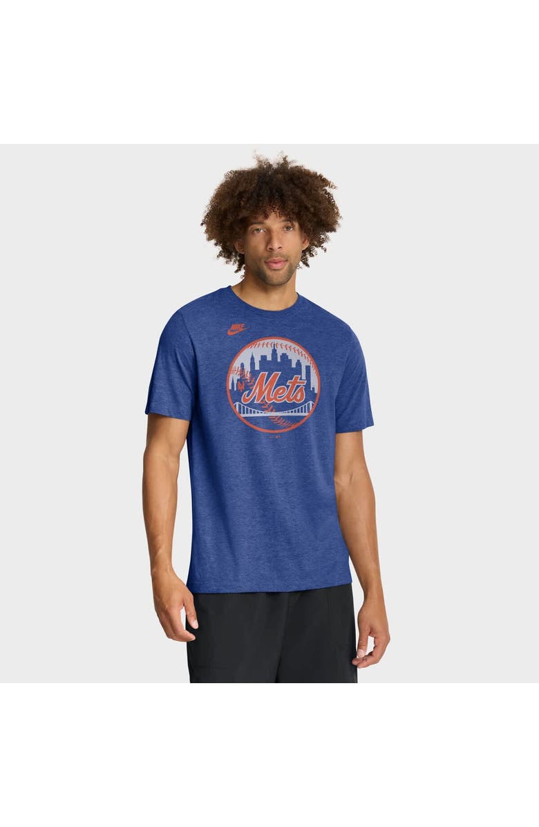 Nike Men's Nike Heather Royal New York Mets Cooperstown Logo Tri-Blend T-Shirt, Main, color, Heather Royal