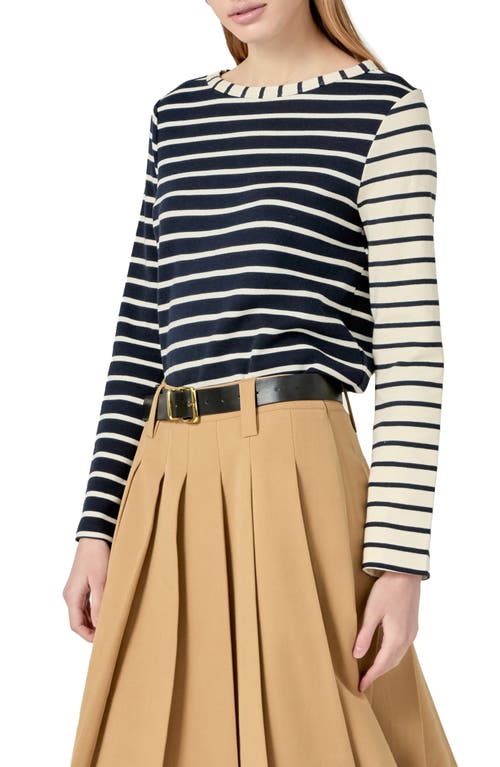 English Factory Multistripe Cotton T-shirt In Navy Multi